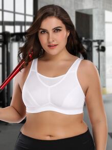 Wingslove Plus Size Women High Impact Full Coverage Sports Bra - White - View 4