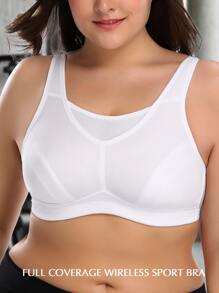 Wingslove Plus Size Women High Impact Full Coverage Sports Bra - White - View 5