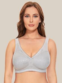 WINGSLOVE Plus Full Coverage Adjustable Shoulder Strap Bra - Light Grey - View 5