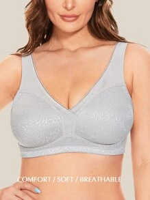 WINGSLOVE Plus Full Coverage Adjustable Shoulder Strap Bra - Light Grey - View 6