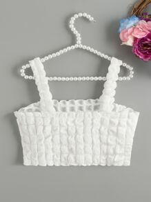 Girls Lettuce Trim Crop Cami Top - White - View 2