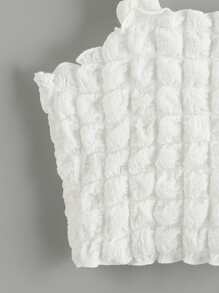 Girls Lettuce Trim Crop Cami Top - White - View 5