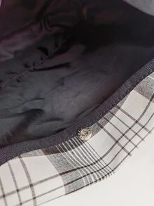 Plaid Pattern Square Bag - Black and White - View 4