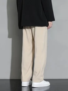 Men Solid Slant Pocket Suit Trousers - Khaki - View 2