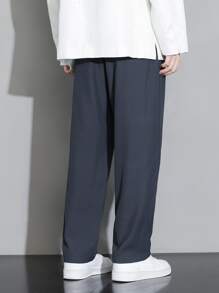 Men Solid Slant Pocket Suit Pants - Dark Grey - View 2
