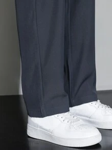 Men Solid Slant Pocket Suit Pants - Dark Grey - View 5