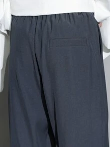 Men Solid Slant Pocket Suit Pants - Dark Grey - View 6