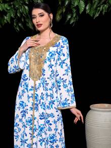 Al Najma Floral Print Tunic Dress - Multicolor - View 3