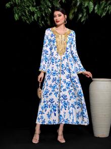 Al Najma Floral Print Tunic Dress - Multicolor - View 4