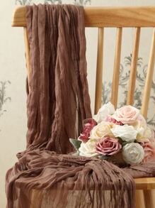 1pc Solid Pleated Table Runner - Coffee Brown - View 4