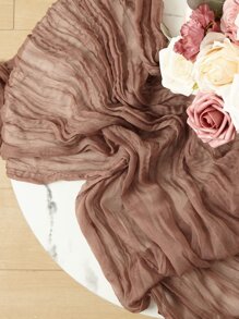 1pc Solid Pleated Table Runner - Coffee Brown - View 6