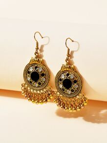 Round Ball Tassel Drop Earrings - Multicolor - View 1