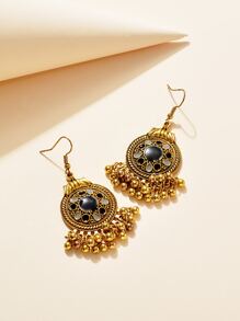 Round Ball Tassel Drop Earrings - Multicolor - View 2