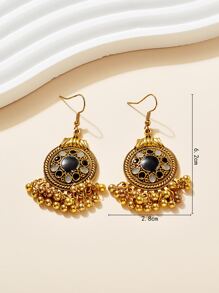 Round Ball Tassel Drop Earrings - Multicolor - View 3