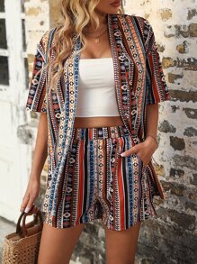 SHEIN VCAY Bộ đồ hai mảnh nữ Túi Hình học Boho - Nhiều màu - Xem 1