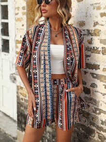 SHEIN VCAY Bộ đồ hai mảnh nữ Túi Hình học Boho - Nhiều màu - Xem 3