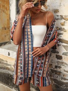 SHEIN VCAY Bộ đồ hai mảnh nữ Túi Hình học Boho - Nhiều màu - Xem 4