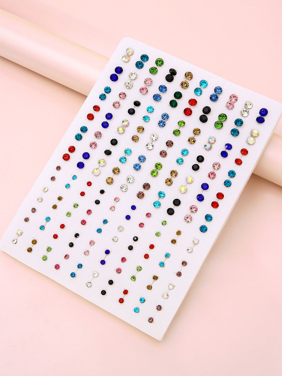 100 đôi bông tai trang trí bằng đá rhinestone - Nhiều màu - Xem 1