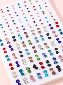 100 đôi bông tai trang trí bằng đá rhinestone - Nhiều màu - Xem 2