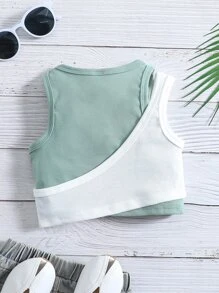 Niñas Top tank de dos tonos asimétrico - Multicolor - Ver 2
