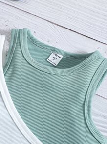 Niñas Top tank de dos tonos asimétrico - Multicolor - Ver 3