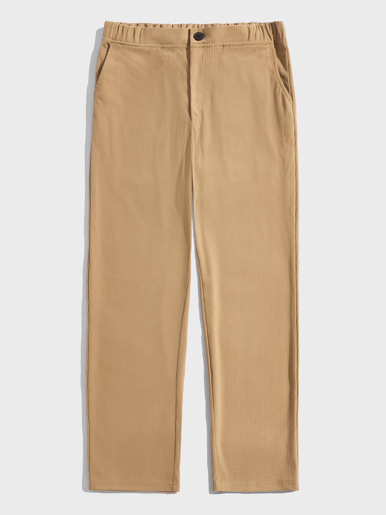 Manfinity RelaxMax Men Solid Straight Leg Trousers - Khaki - View 1