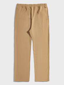 Manfinity RelaxMax Men Solid Straight Leg Trousers - Khaki - View 2