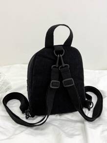 chiếc Ba lô cổ điển tối giản nhỏ gọn có ví đựng tiền xu, Ba lô làm việc bằng vải nhung màu trơn thời trang và đa năng dành cho nữ Ba lô đi học chống thấm nước, Ba lô du lịch cho thanh thiếu niên Ba lô máy tính xách tay chống thấm nước Daypack Túi đeo vai dành cho sinh viên đại học - màu đen - Xem 5