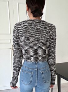 DAZY Cárdigan tejido jaspeado con botón delantero - Gris - Ver 8