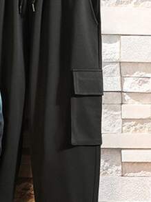 Manfinity Men Ombre Letter Graphic Pullover & Joggers Without Necklace - Multicolor - View 3