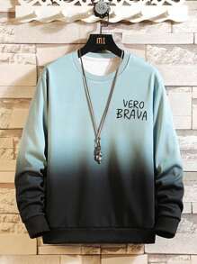 Manfinity Men Ombre Letter Graphic Pullover & Joggers Without Necklace - Multicolor - View 5