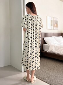 DAZY Váy ngủ & áo ngủ Nữ Hoa Tất cả trên in Giải trí - Màu be - Xem 2