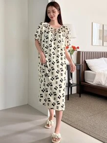 DAZY Váy ngủ & áo ngủ Nữ Hoa Tất cả trên in Giải trí - Màu be - Xem 3