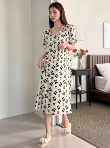 DAZY Váy ngủ & áo ngủ Nữ Hoa Tất cả trên in Giải trí - Màu be - Xem 4