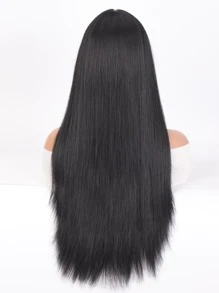 Peluca sintética largo recto con tupe - Negro - Ver 3