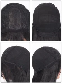 Peluca sintética largo recto con tupe - Negro - Ver 5