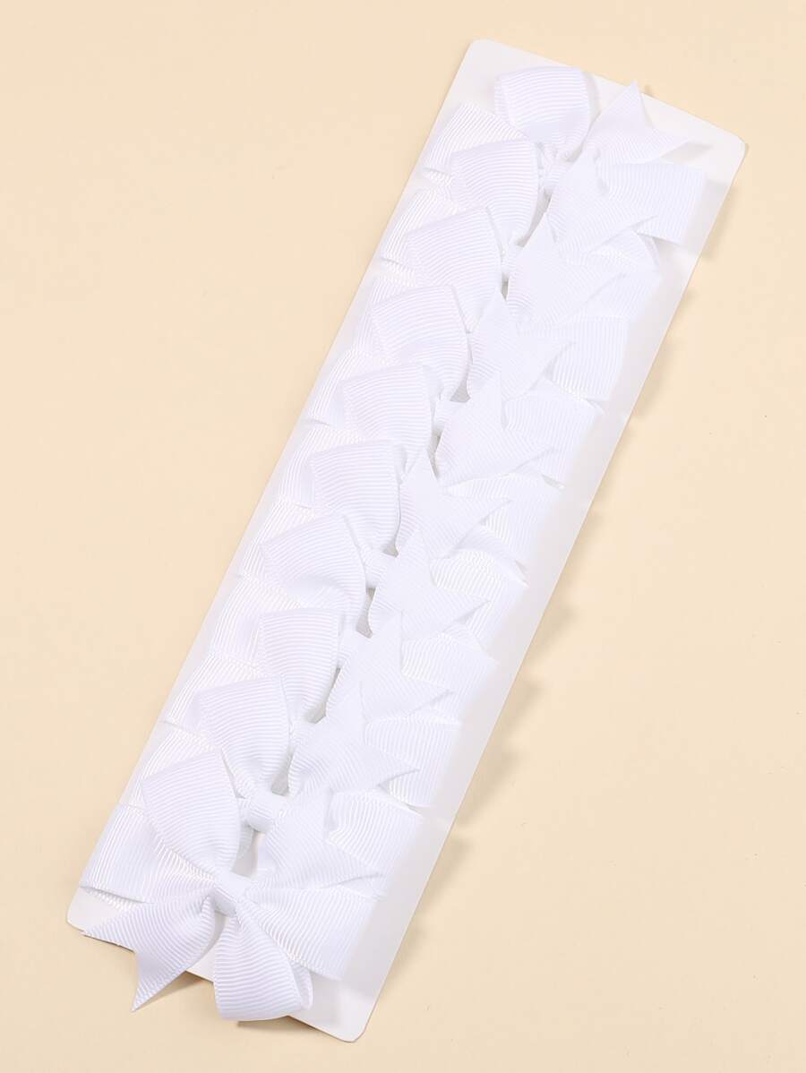10pcs Toddler Girls Bow Decor Hair Clip - 白色 - 查看 1