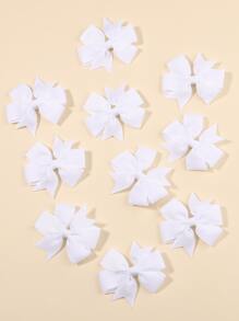 10pcs Toddler Girls Bow Decor Hair Clip - 白色 - 查看 2