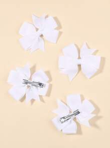 10pcs Toddler Girls Bow Decor Hair Clip - 白色 - 查看 3