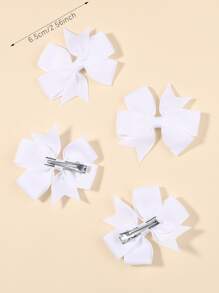 10pcs Toddler Girls Bow Decor Hair Clip - 白色 - 查看 5