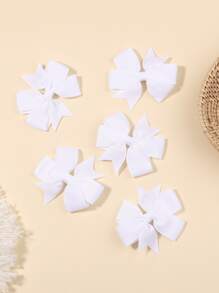 10pcs Toddler Girls Bow Decor Hair Clip - 白色 - 查看 6