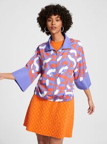 Scube Letter Graphic Drop Shoulder Jacket - Multicolor - View 5