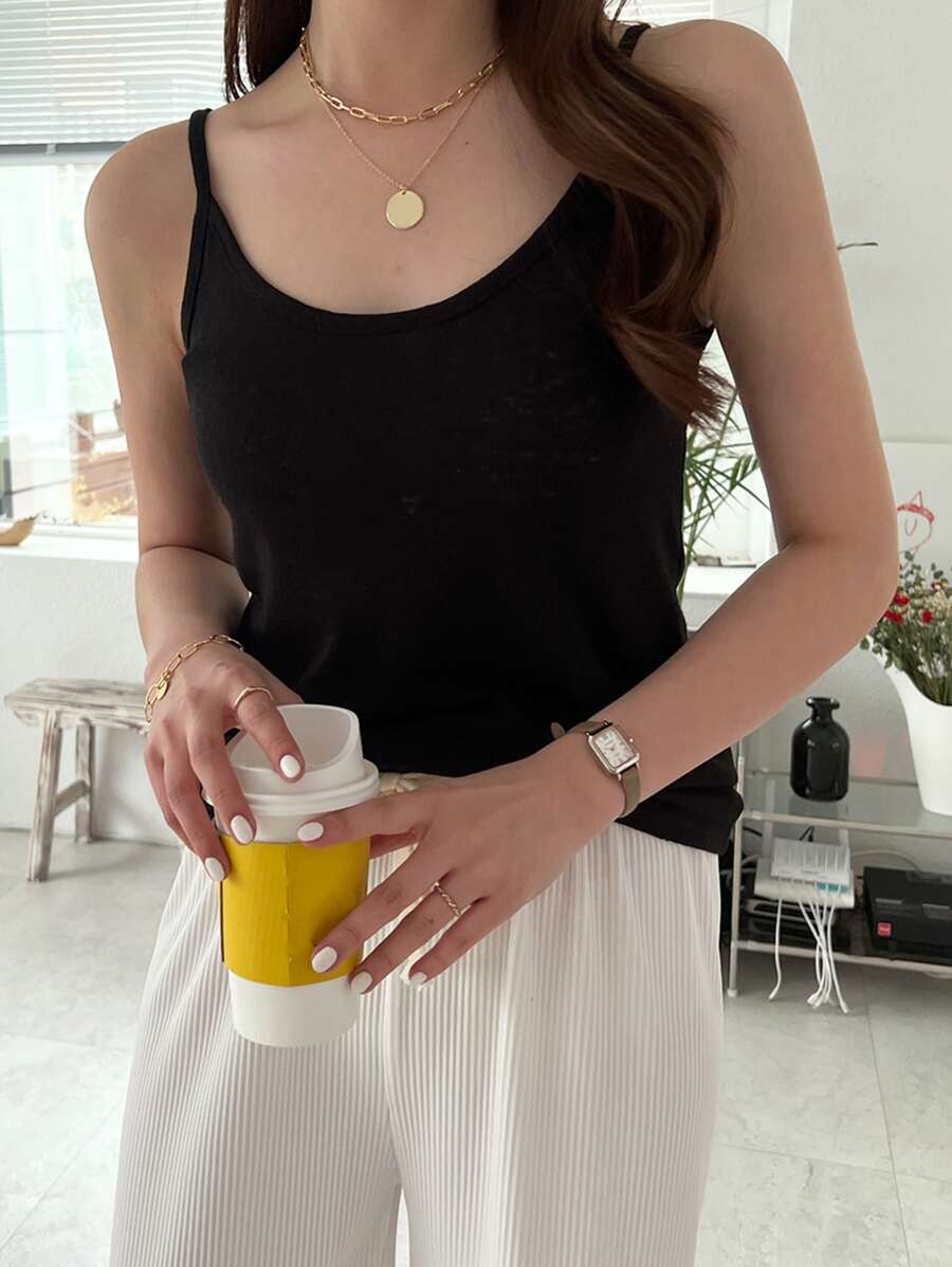 DAZY Solid Cami Top - Black - View 1