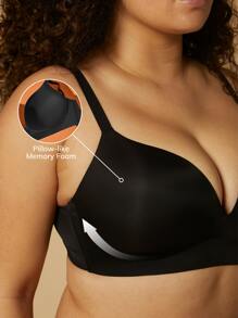 LUVLETTE Dream Curve Support+ Wireless Black Push Up T-Shirt Bra No Show Underwear