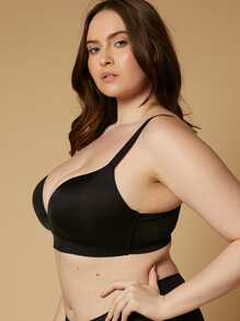 LUVLETTE Dream Curve Support+ Wireless Black Push Up T-Shirt Bra No Show Underwear
