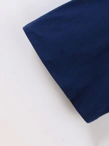 SHEIN 男童2入組休閒針織短袖polo衫和短褲,帶海豚刺繡設計,適用於夏季 - 彩色 - 查看 3