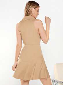 BizChic 雙排釦無袖連衣裙不附腰帶 - 卡其色 - 查看 4