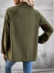 SHEIN LUNE Raglan Sleeve Snap Button Coat - Army Green - View 2