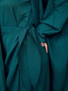 Al Najma 素色開門襟外套和側打結洋裝 - 水鴨藍 - 查看 6