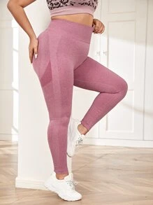 Easithlete Quần thể thao Legging Plus Size  & Quần màu trơn - Bụi hồng - Xem 4